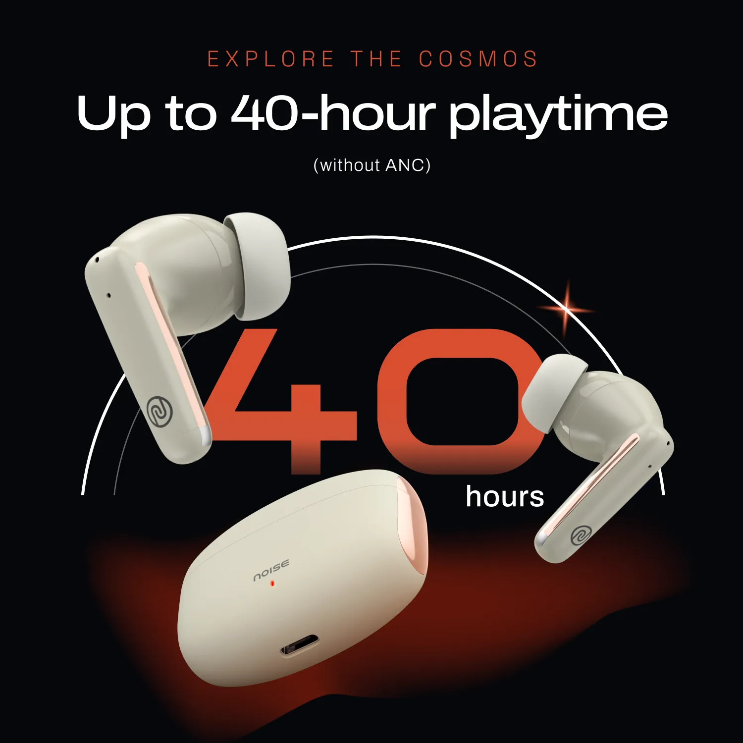Noise Buds Venus Truly Wireless in-Ear Earbuds with ANC (Up to 30dB), 40H Playtime, Quad Mic with ENC, Instacharge (10 min = 120 min), Low Latency(up to 45ms), 10mm Driver