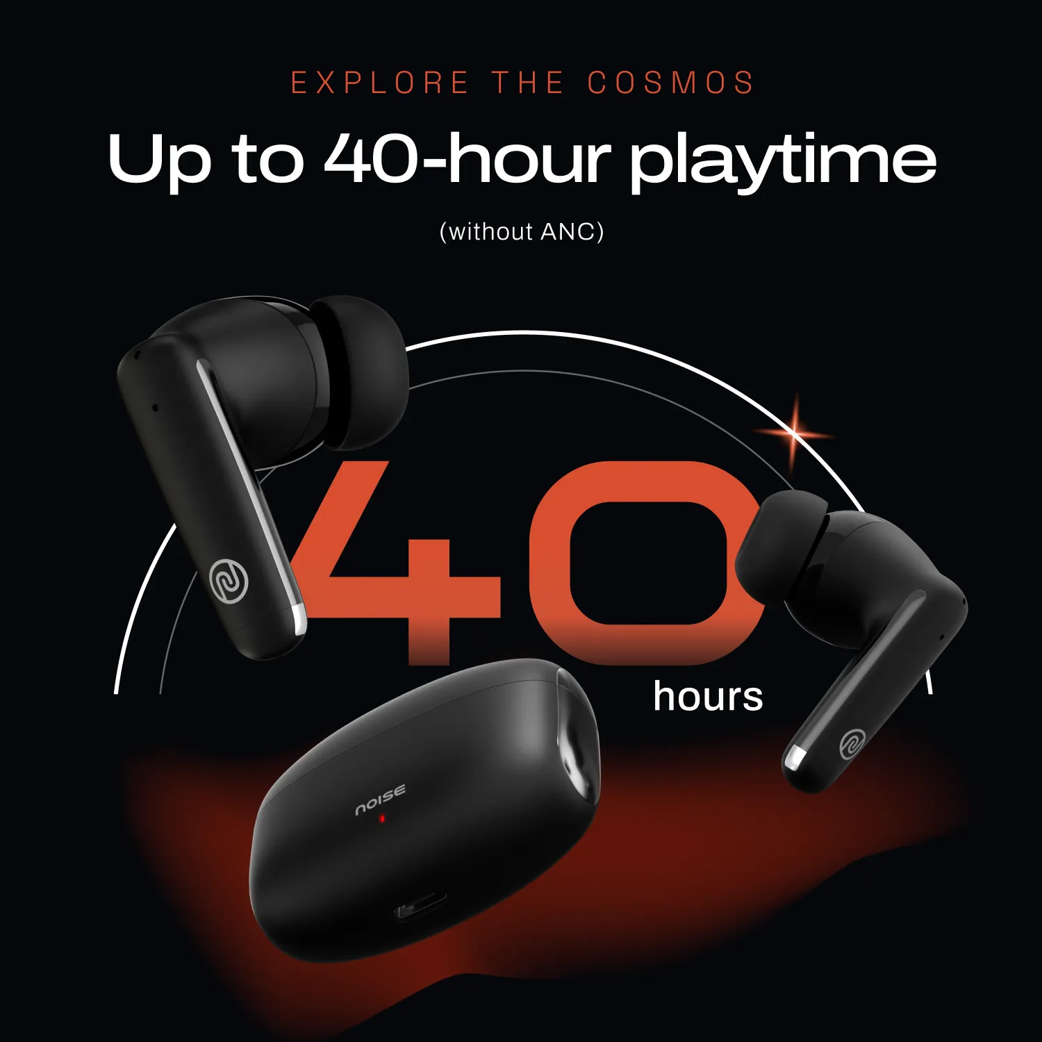 Noise Buds Venus Truly Wireless in-Ear Earbuds with ANC (Up to 30dB), 40H Playtime, Quad Mic with ENC, Instacharge (10 min = 120 min), Low Latency(up to 45ms), 10mm Driver