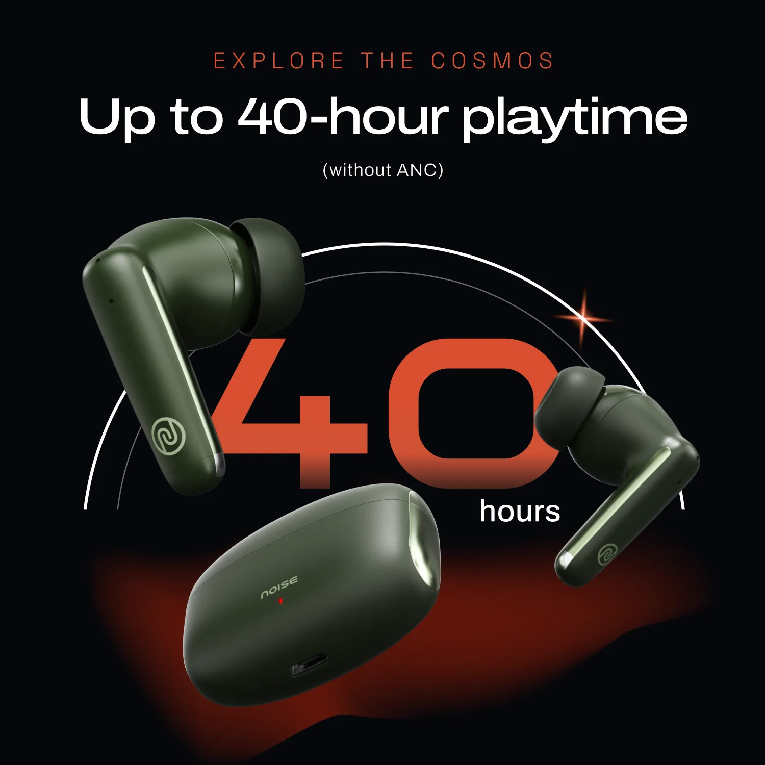 Noise Buds Venus Truly Wireless in-Ear Earbuds with ANC (Up to 30dB), 40H Playtime, Quad Mic with ENC, Instacharge (10 min = 120 min), Low Latency(up to 45ms), 10mm Driver