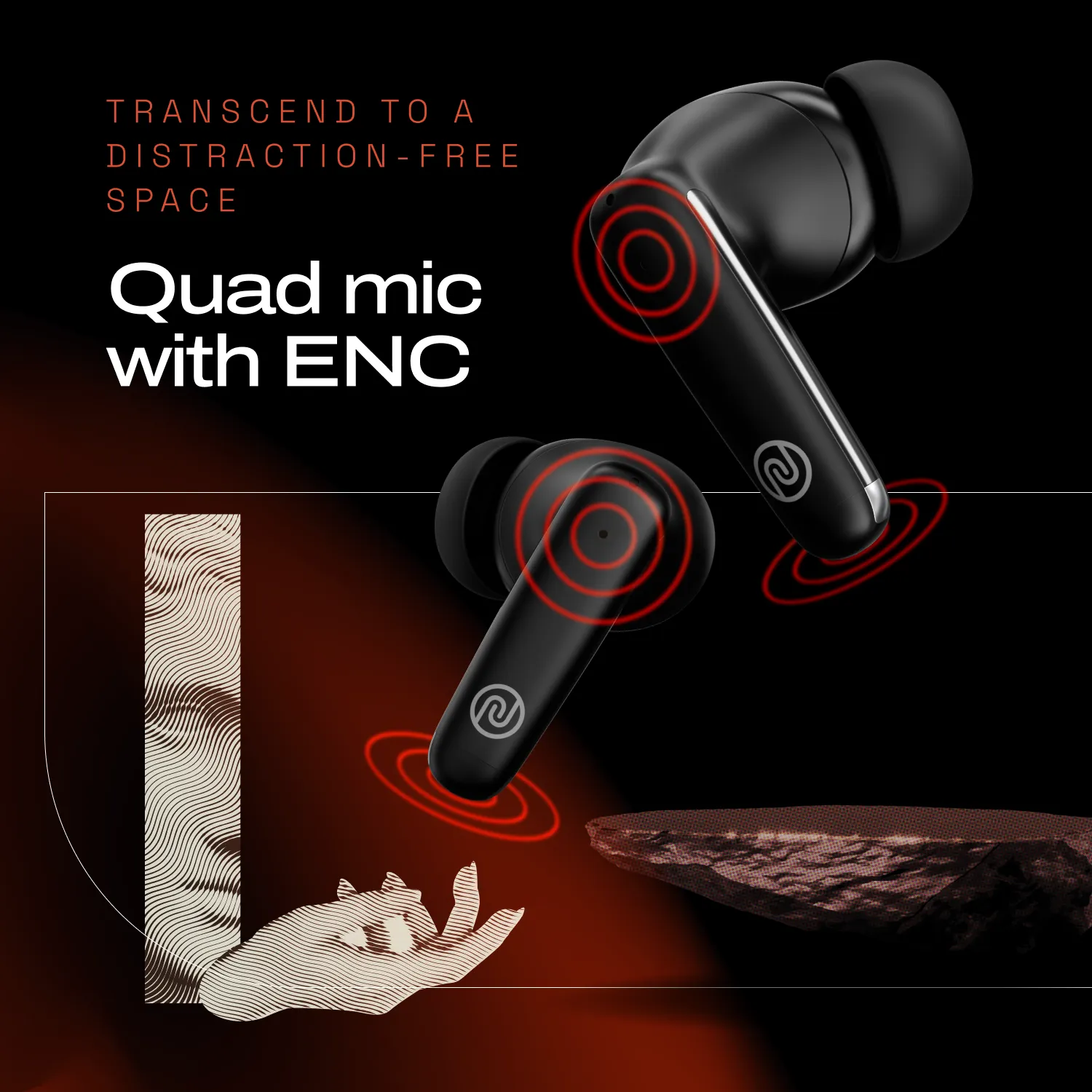 Noise Buds Venus Truly Wireless in-Ear Earbuds with ANC (Up to 30dB), 40H Playtime, Quad Mic with ENC, Instacharge (10 min = 120 min), Low Latency(up to 45ms), 10mm Driver