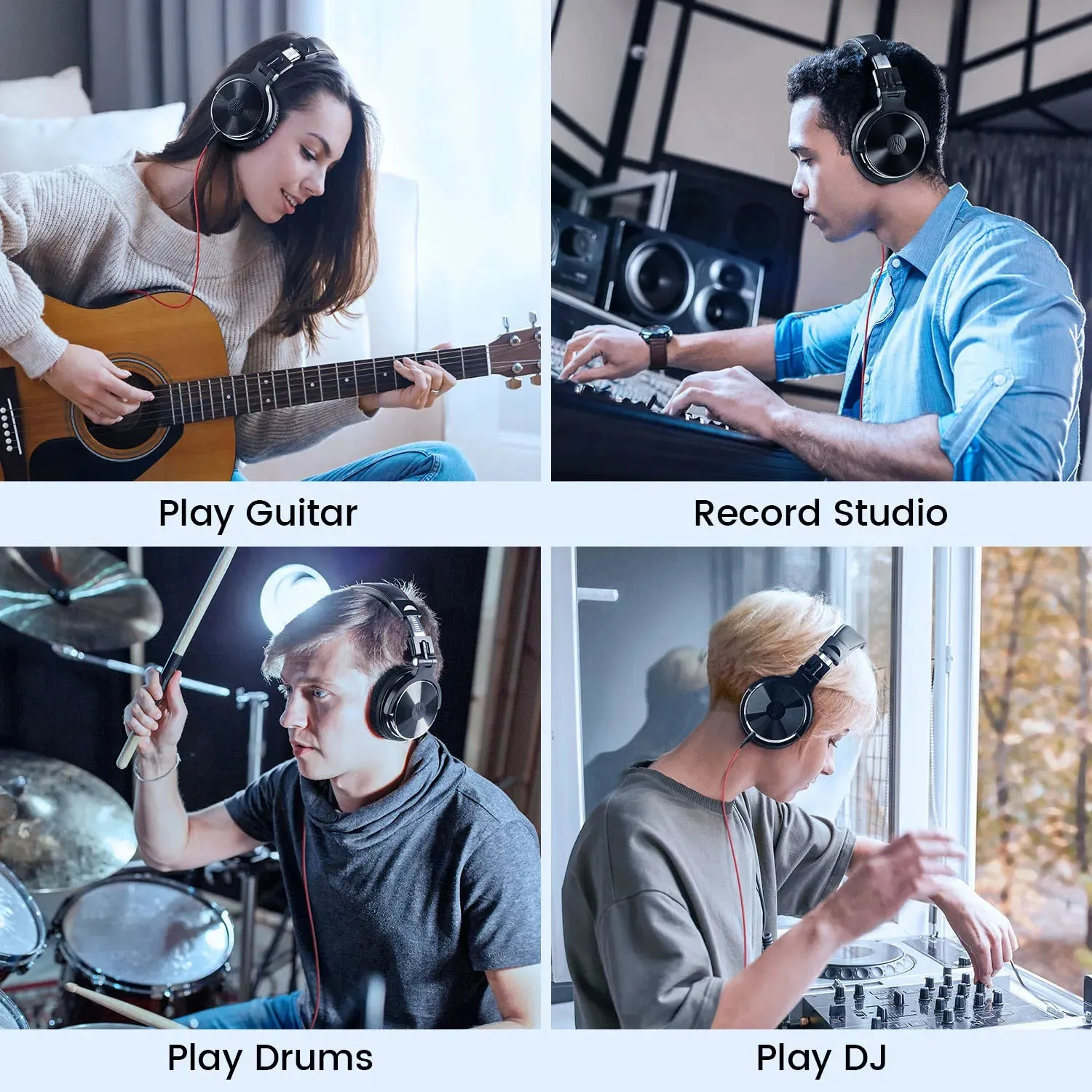 Oneodio Pro 10 Wired Studio Headphones - Professional DJ Headset with Mic and Deep Bass