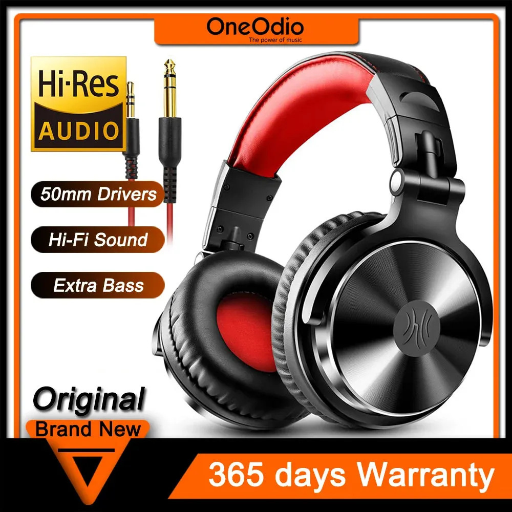 Oneodio Pro 10 Wired Studio Headphones - Professional DJ Headset with Mic and Deep Bass