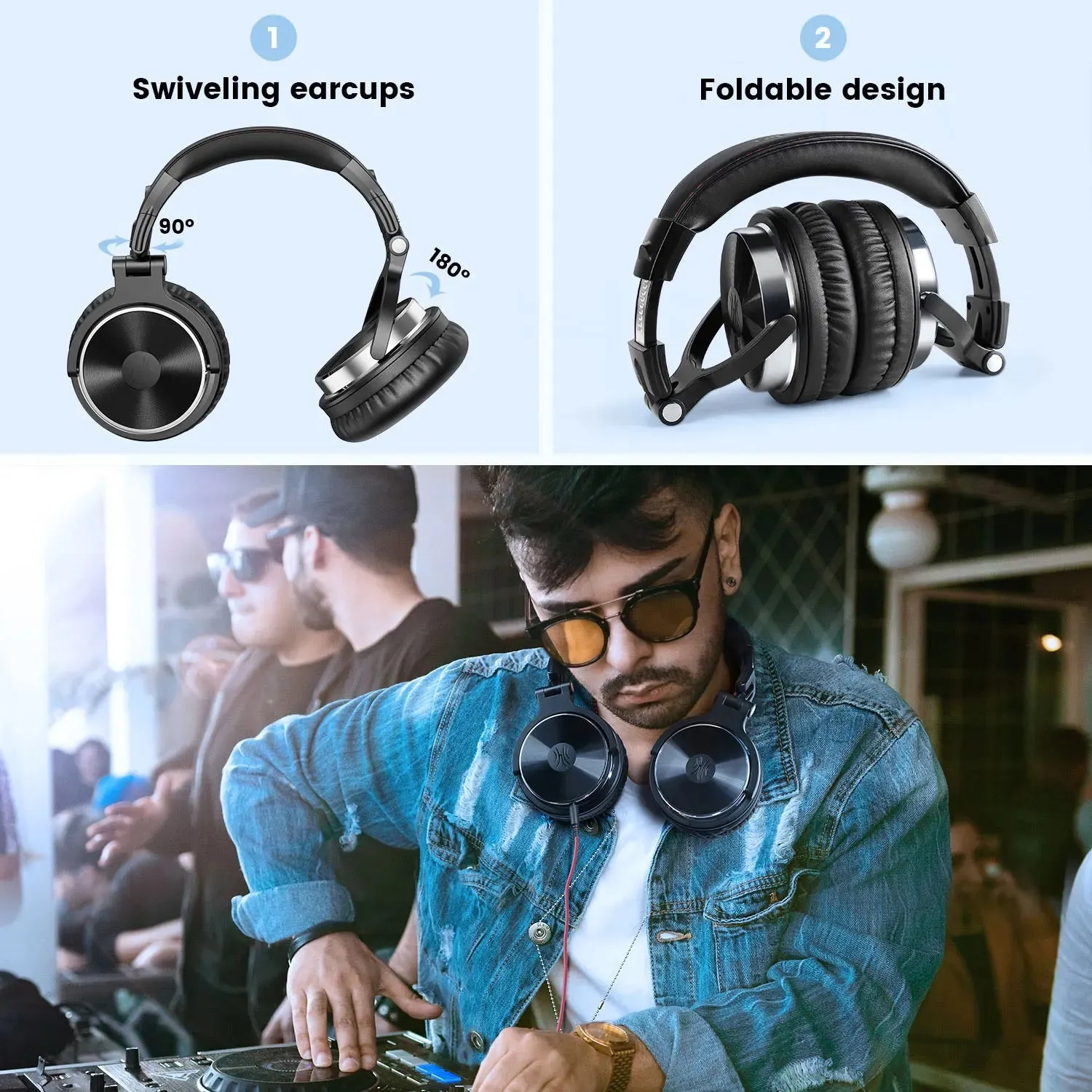 Oneodio Pro 10 Wired Studio Headphones - Professional DJ Headset with Mic and Deep Bass