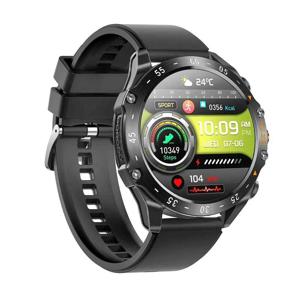 Porodo Smart Watch With Buds PD-HYPE-BK Black Case With Black Silicone Strap & Extra Black Leather Strap