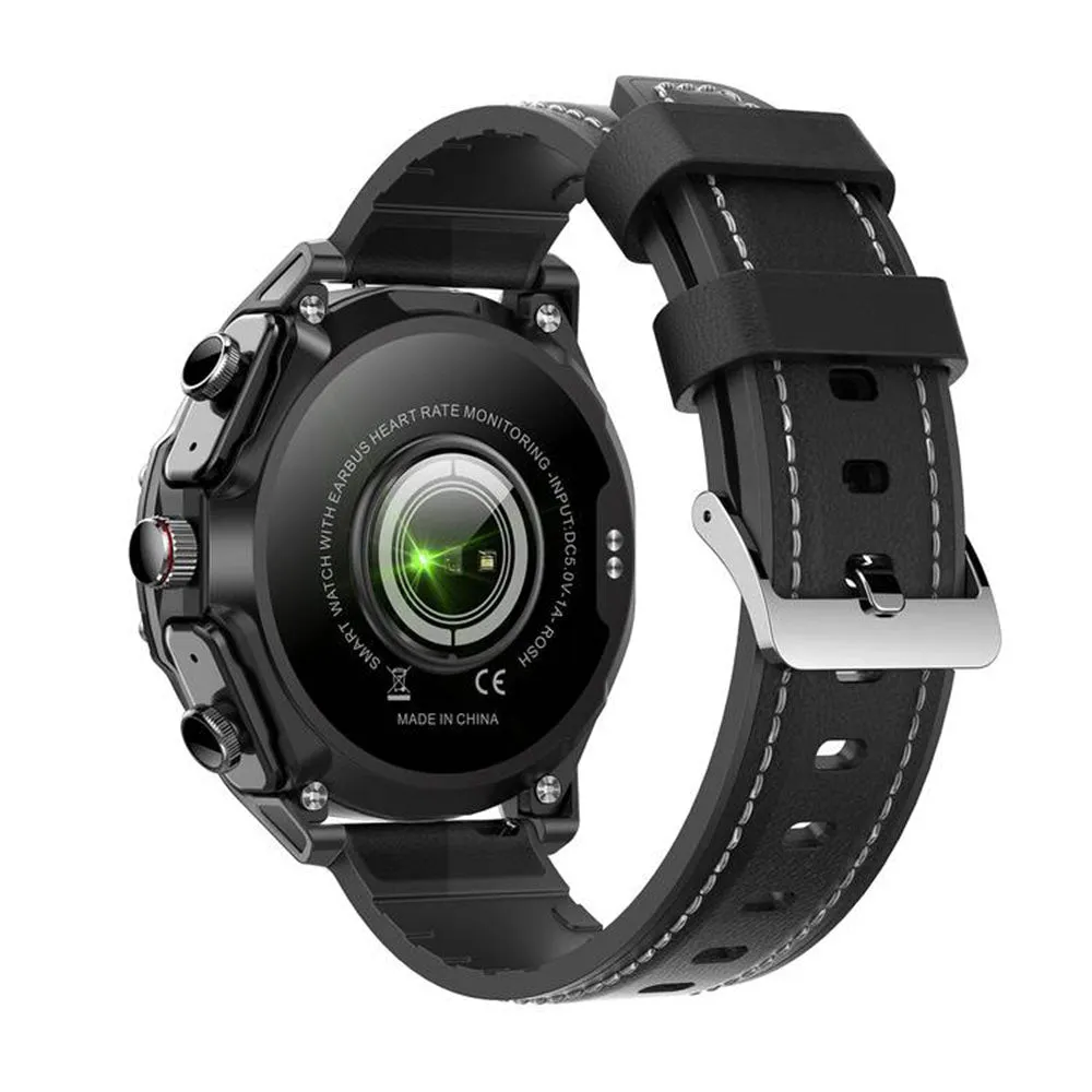 Porodo Smart Watch With Buds PD-HYPE-BK Black Case With Black Silicone Strap & Extra Black Leather Strap