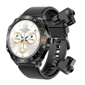 Porodo Smart Watch With Buds PD-HYPE-BK Black Case With Black Silicone Strap & Extra Black Leather Strap