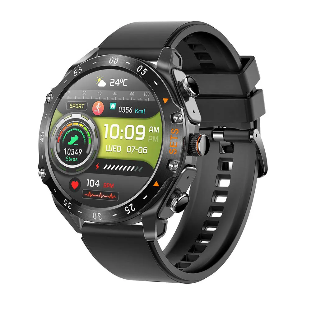 Porodo Smart Watch With Buds PD-HYPE-BK Black Case With Black Silicone Strap & Extra Black Leather Strap
