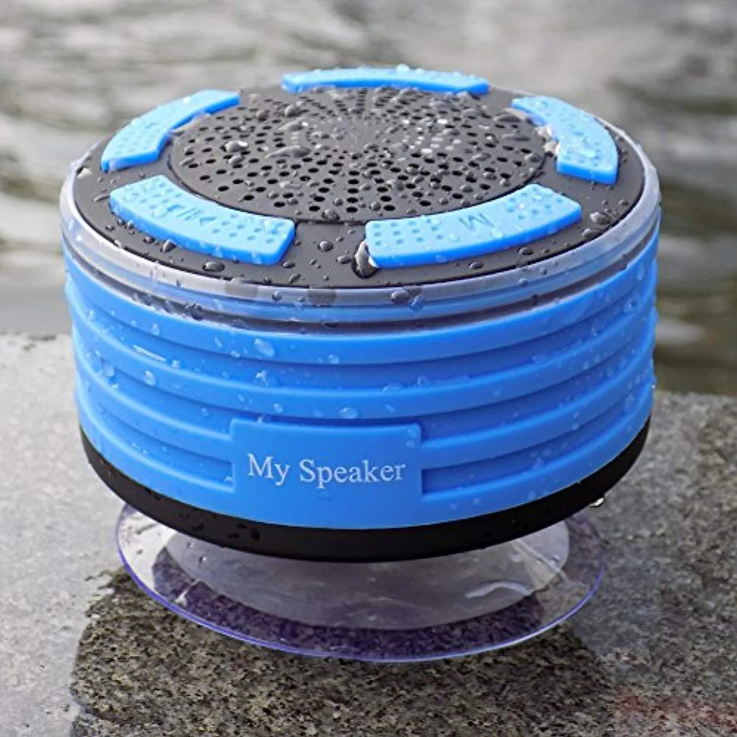 Portable Shower Radio, IP67 Waterproof Wireless Bluetooth Shower Speaker 4.0 for Pool with HD Sound & Bass, Built-in Mic, FM Radio and Colored LED Lights