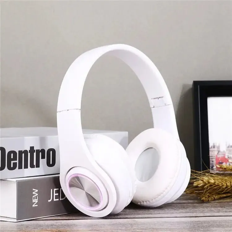Portable Wireless Headphones - Bluetooth   MP3 Support, LED Lights