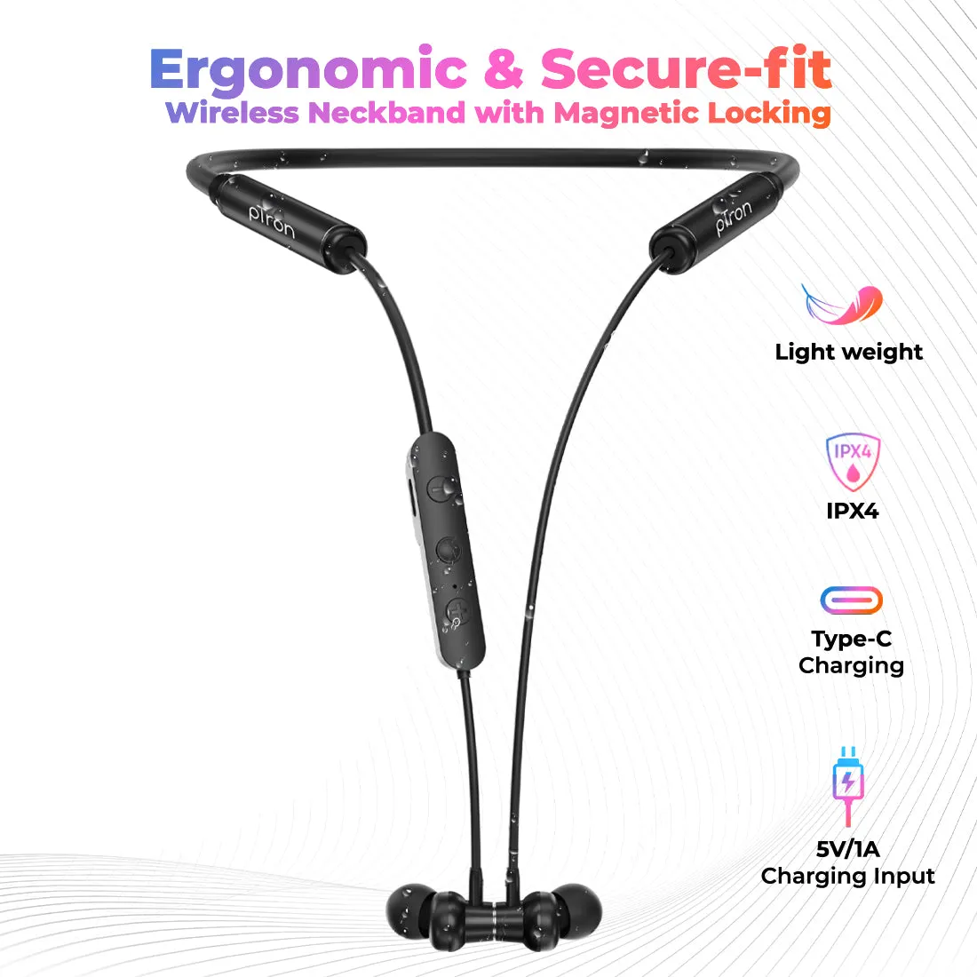 pTron Tangent Urban ENC Wireless Bluetooth 5.3 Headphones with 60Hrs Playtime, Low Latency Gaming, Punchy Bass, HD Mic, Dual Device Pairing, Type-C Charging, IPX4 & Voice Assistance Support (Black)