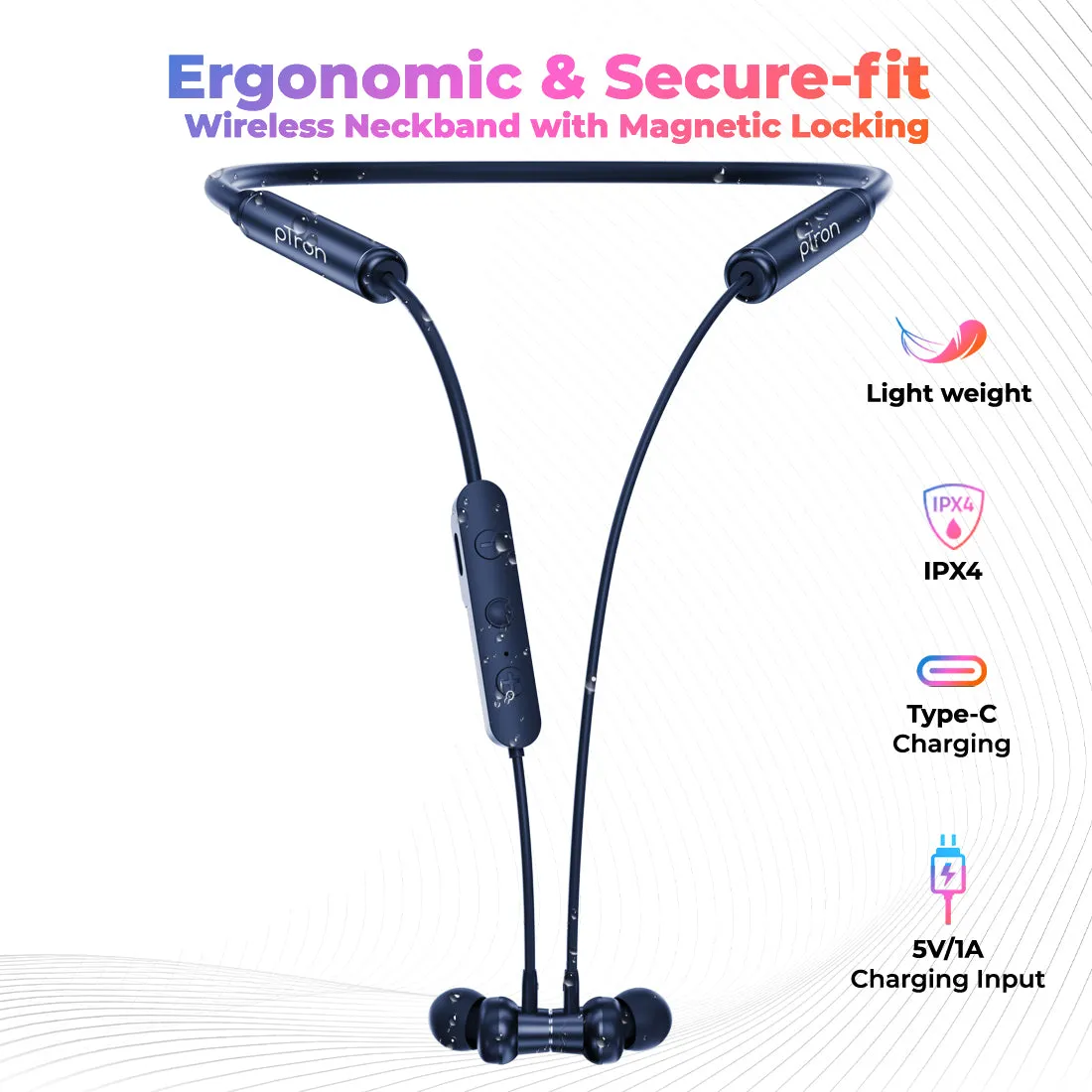 pTron Tangent Urban ENC Wireless Bluetooth 5.3 Headphones with 60Hrs Playtime, Low Latency Gaming, Punchy Bass, HD Mic, Dual Device Pairing, Type-C Charging, IPX4 & Voice Assistance Support (Blue)