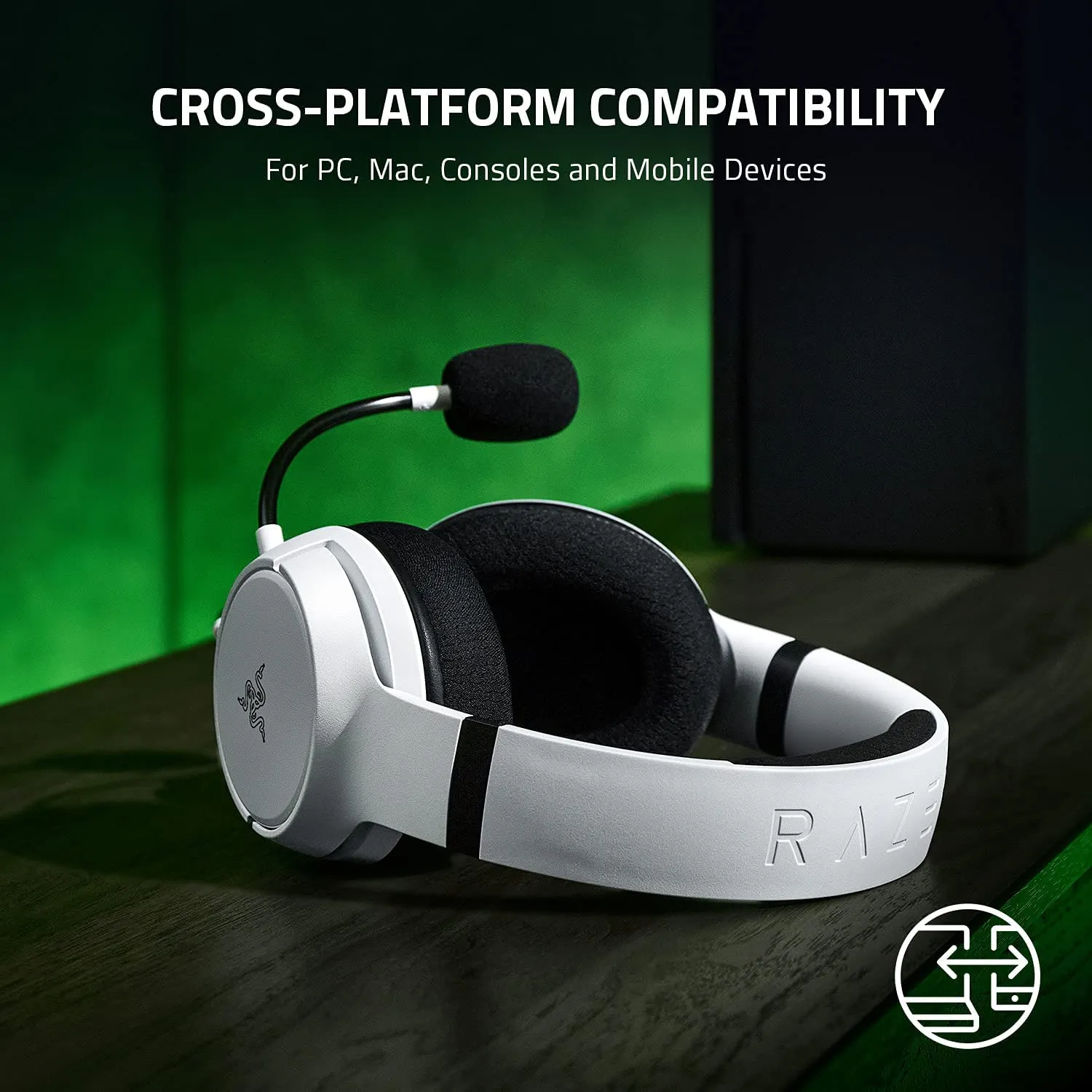 Razer Headset Kaira X Wired Headset for Xbox Series X|S, Xbox One, PC, Mac & Mobile Devices: Triforce 50mm Drivers - HyperClear Cardioid Mic - Flowknit Memory Foam Ear Cushions - On-Headset Controls - White