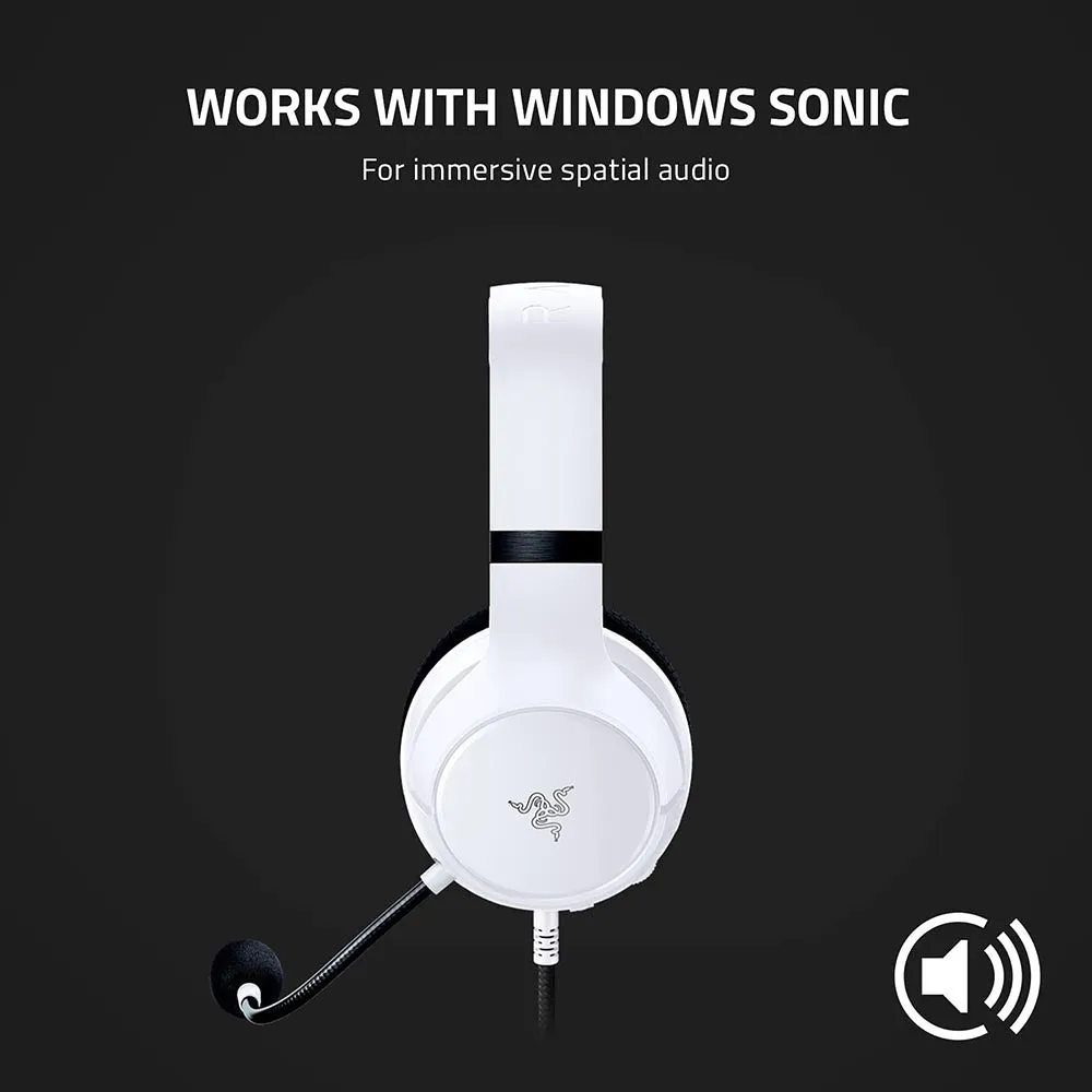 Razer Headset Kaira X Wired Headset for Xbox Series X|S, Xbox One, PC, Mac & Mobile Devices: Triforce 50mm Drivers - HyperClear Cardioid Mic - Flowknit Memory Foam Ear Cushions - On-Headset Controls - White