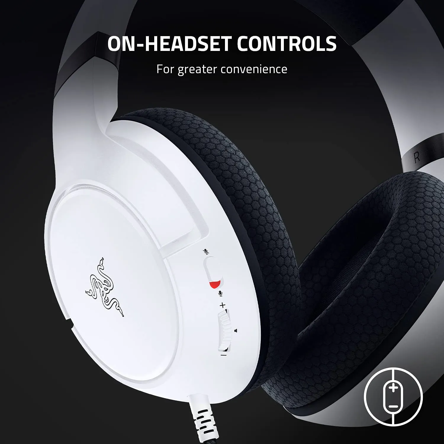 Razer Headset Kaira X Wired Headset for Xbox Series X|S, Xbox One, PC, Mac & Mobile Devices: Triforce 50mm Drivers - HyperClear Cardioid Mic - Flowknit Memory Foam Ear Cushions - On-Headset Controls - White