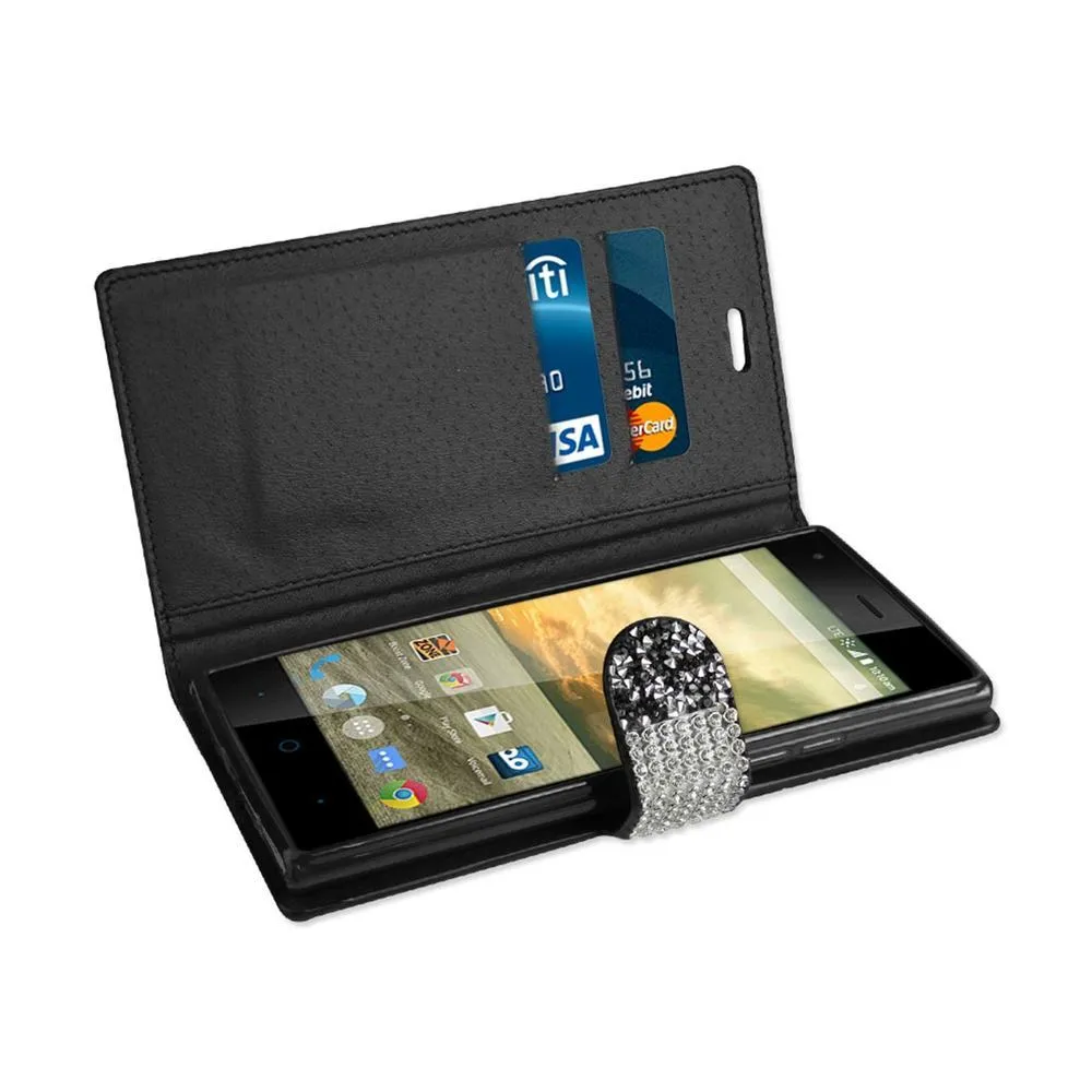 Reiko Bling Diamond Flip Case ZTE Warp Elite N9518 Black