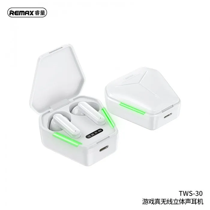 REMAX睿量 TWS-30 BT 5.0真无线立体声游戏耳机 黑色/白色 Stereo Gaming Earbuds