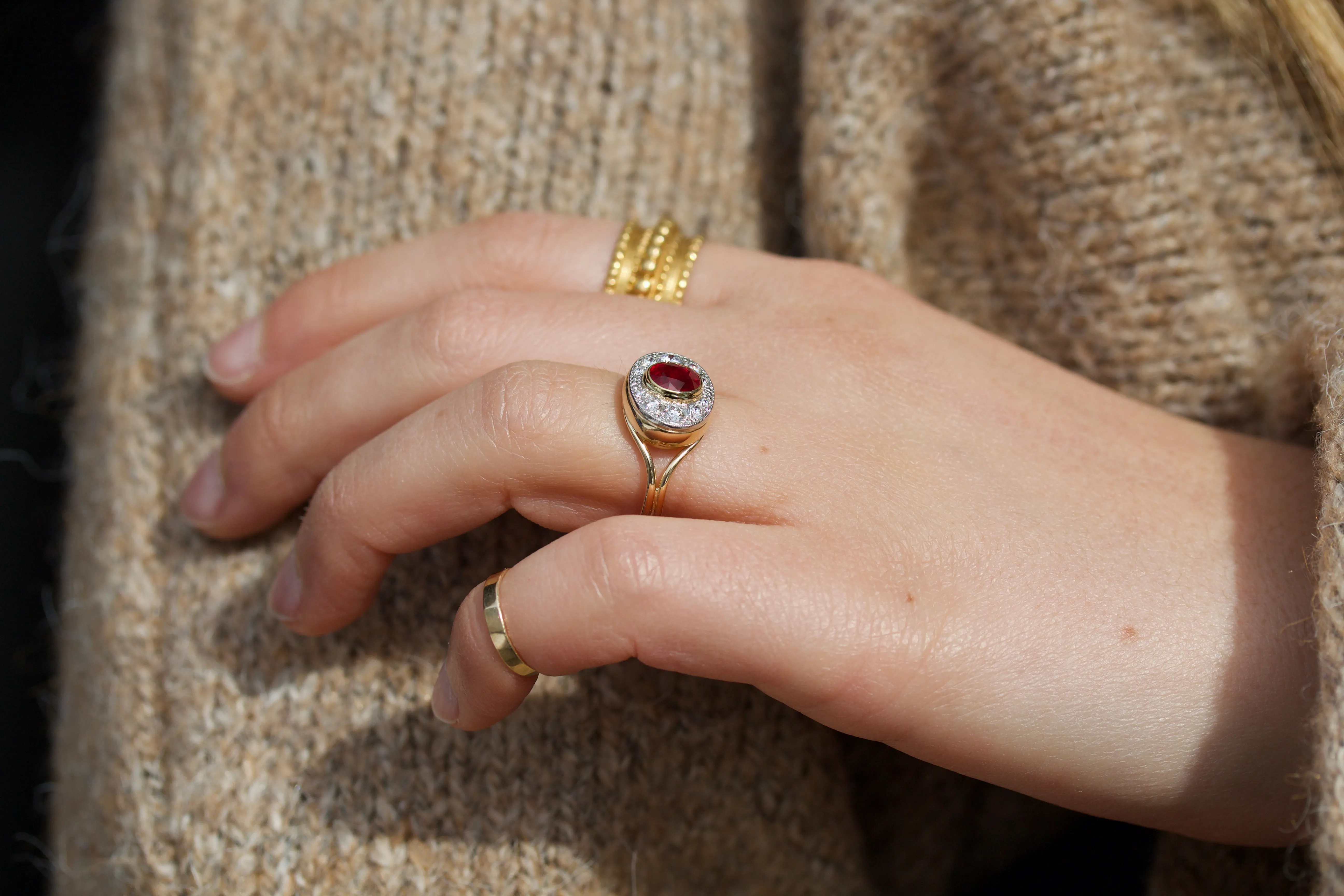 Ruby Ring with Diamond Surround