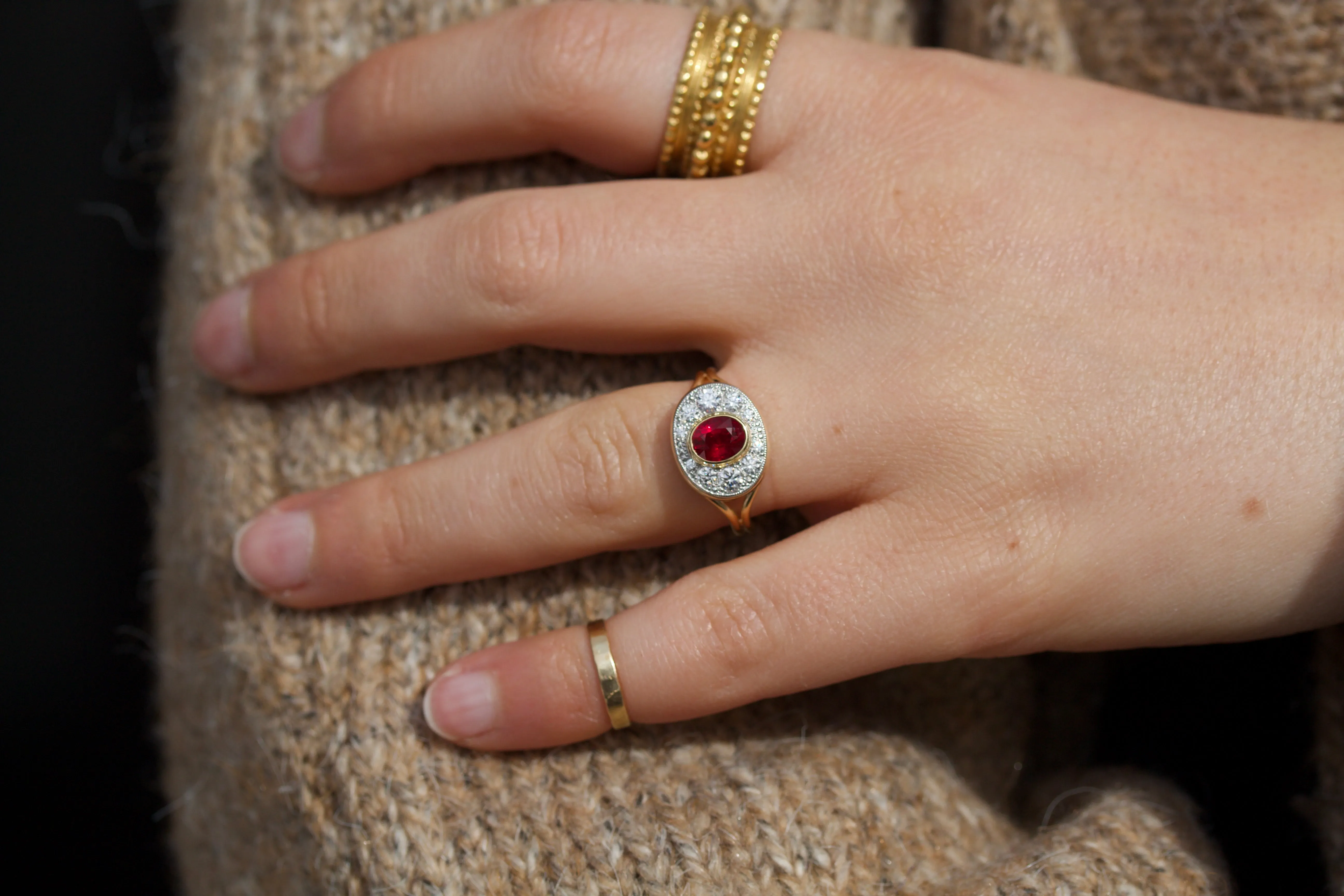 Ruby Ring with Diamond Surround