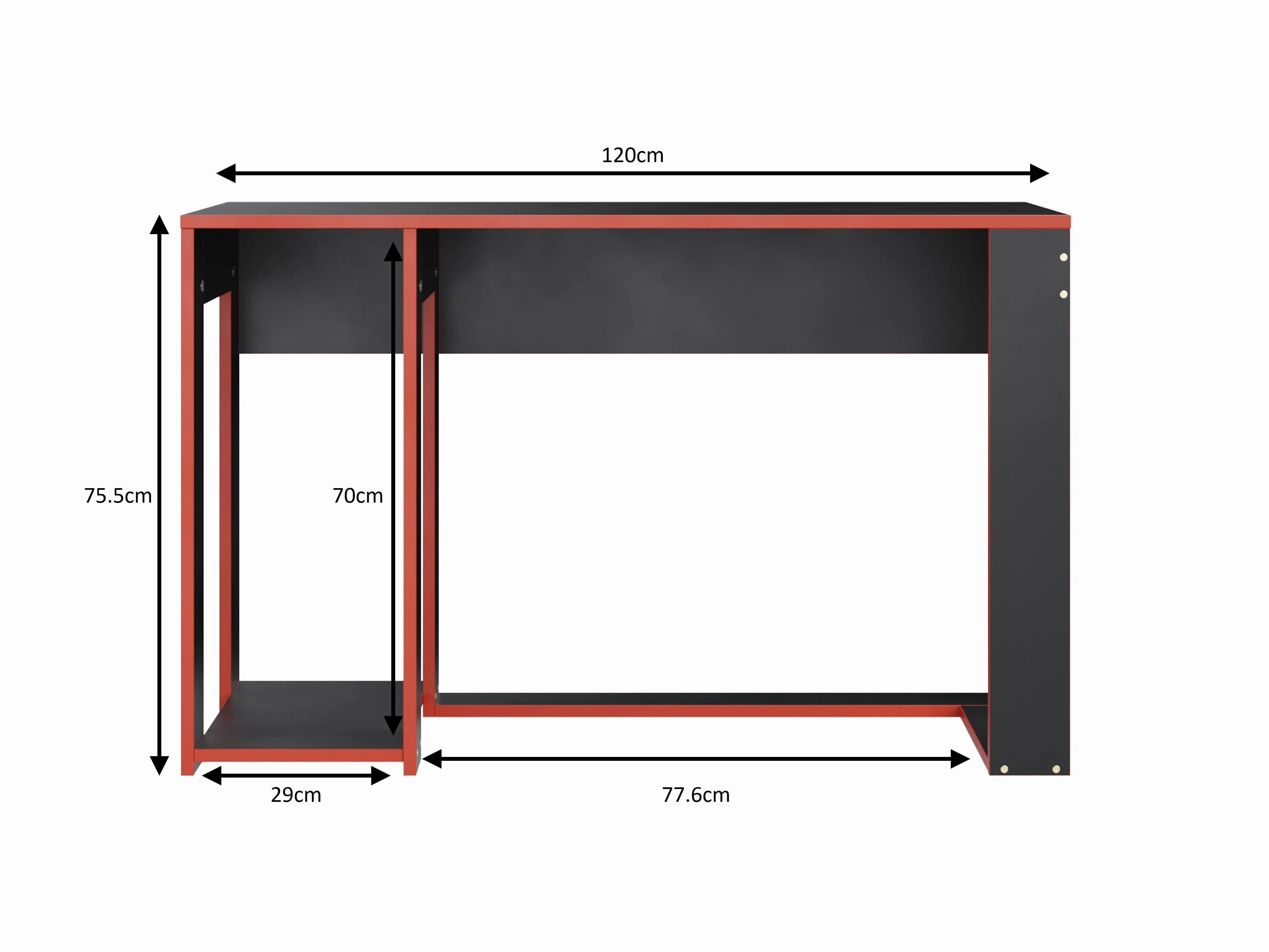 Ryker Gaming Desk Table, Black With Red Trim