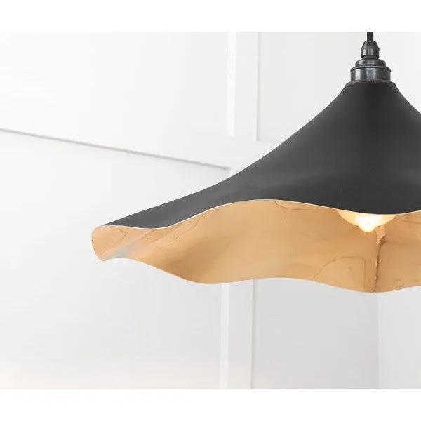 Smooth Brass Flora Pendant in Elan Black | From The Anvil