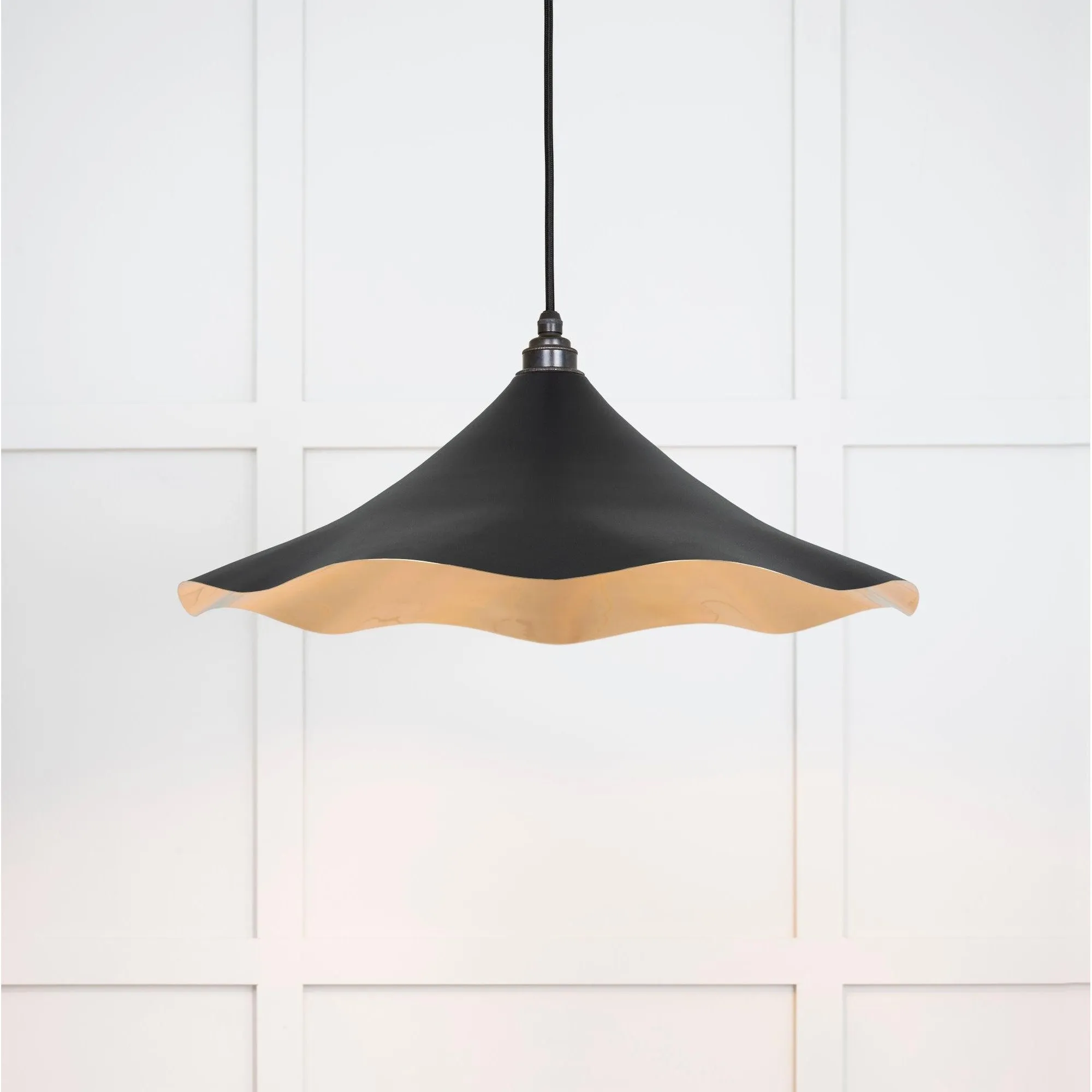 Smooth Brass Flora Pendant in Elan Black | From The Anvil