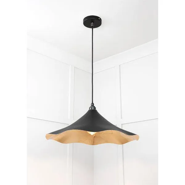 Smooth Brass Flora Pendant in Elan Black | From The Anvil