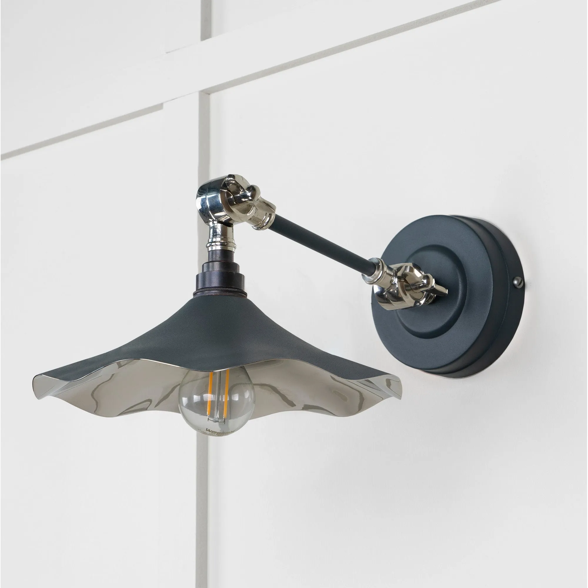 Smooth Nickel Flora Wall Light in Soot | From The Anvil