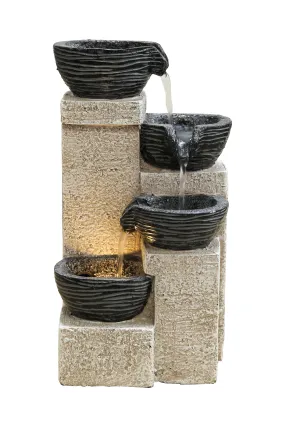 Stacking Bowls Fountain With  Warm White Led Lights