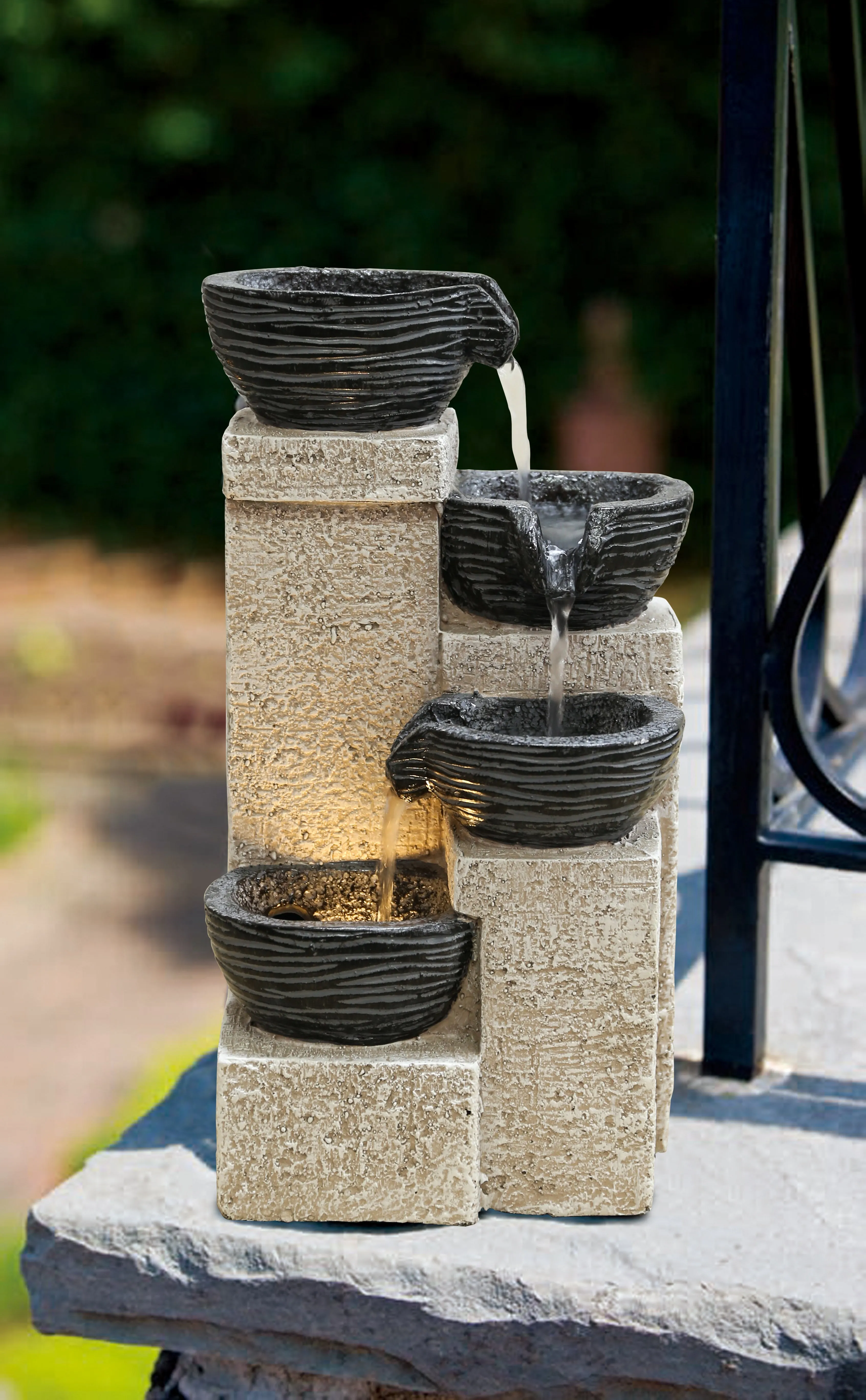 Stacking Bowls Fountain With  Warm White Led Lights