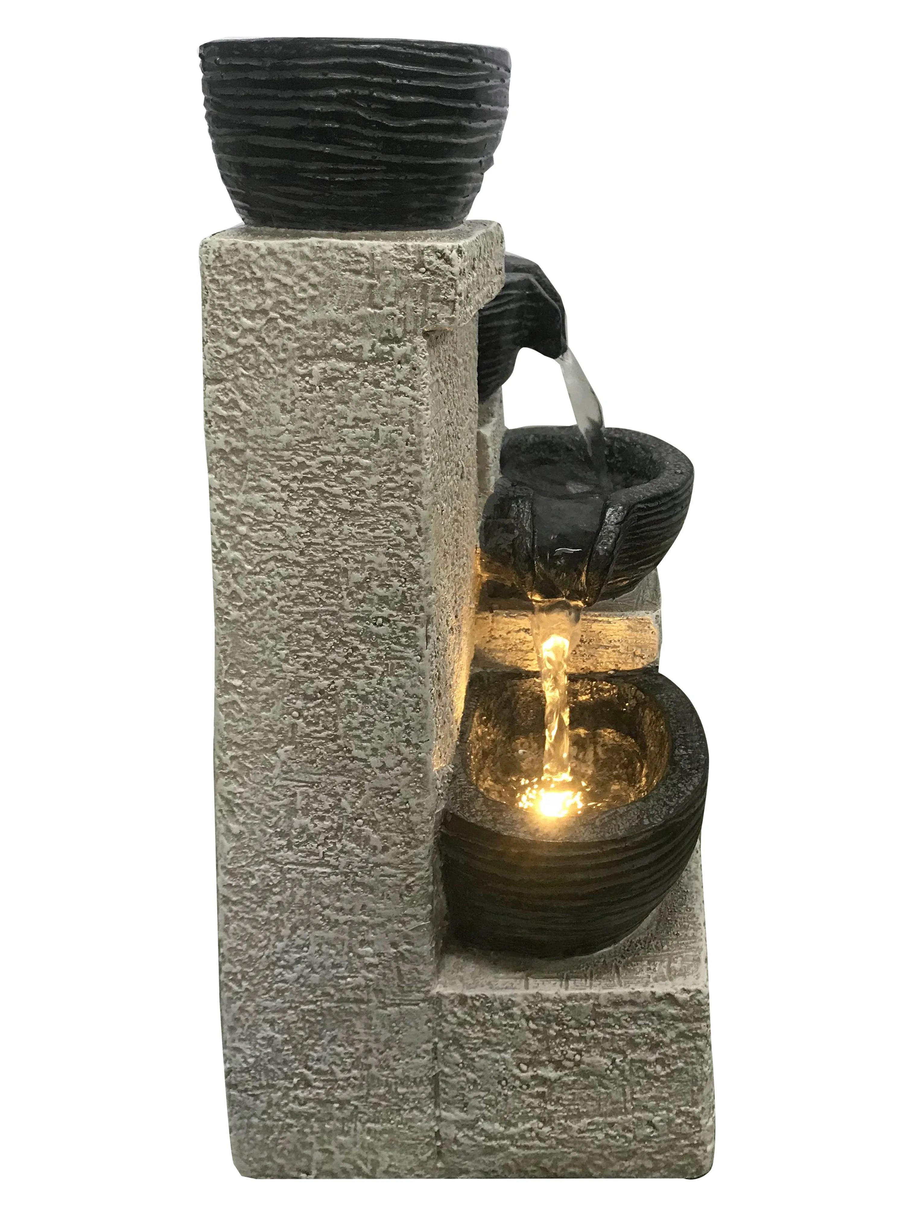 Stacking Bowls Fountain With  Warm White Led Lights