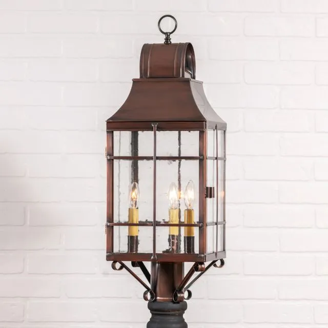 Stenton Outdoor Post Light in Solid Antique Copper - 3 Light