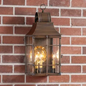 Stenton Outdoor Wall Light in Solid Weathered Brass - 3 Light