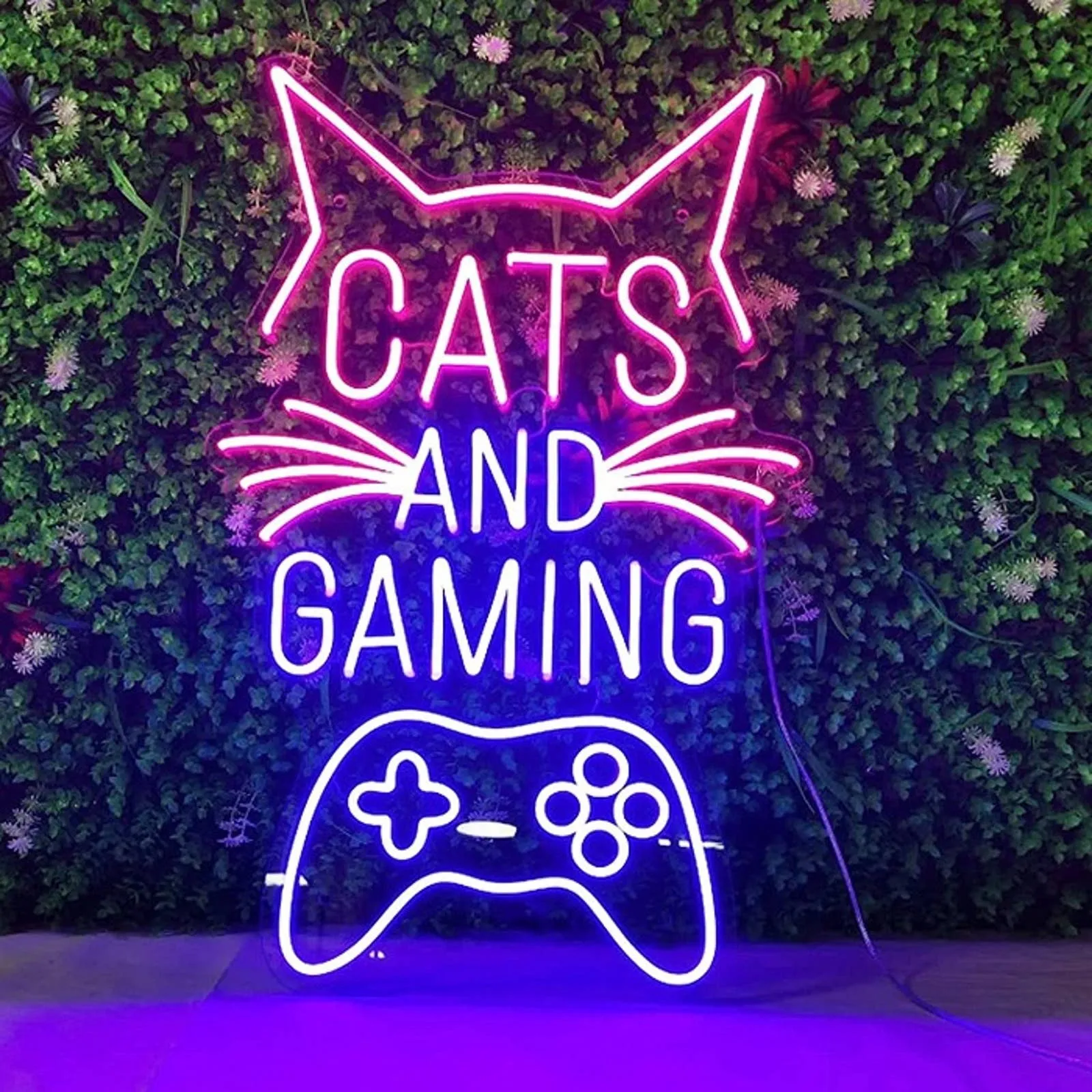 Super Large Kitty Cats and Gaming PS5 Xbox Controller LED Neon Light Sign