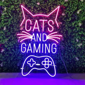 Super Large Kitty Cats and Gaming PS5 Xbox Controller LED Neon Light Sign