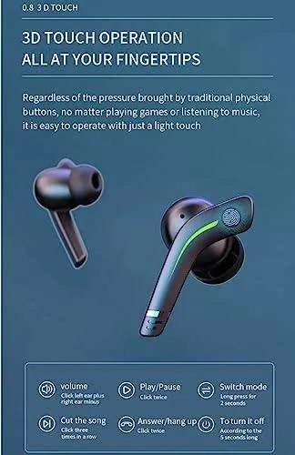 TUTT MD168 TWS Gaming Headset 5.1 65ms Low Latency Wireless Earphone Bass Sports Headphones Gamer Earbuds