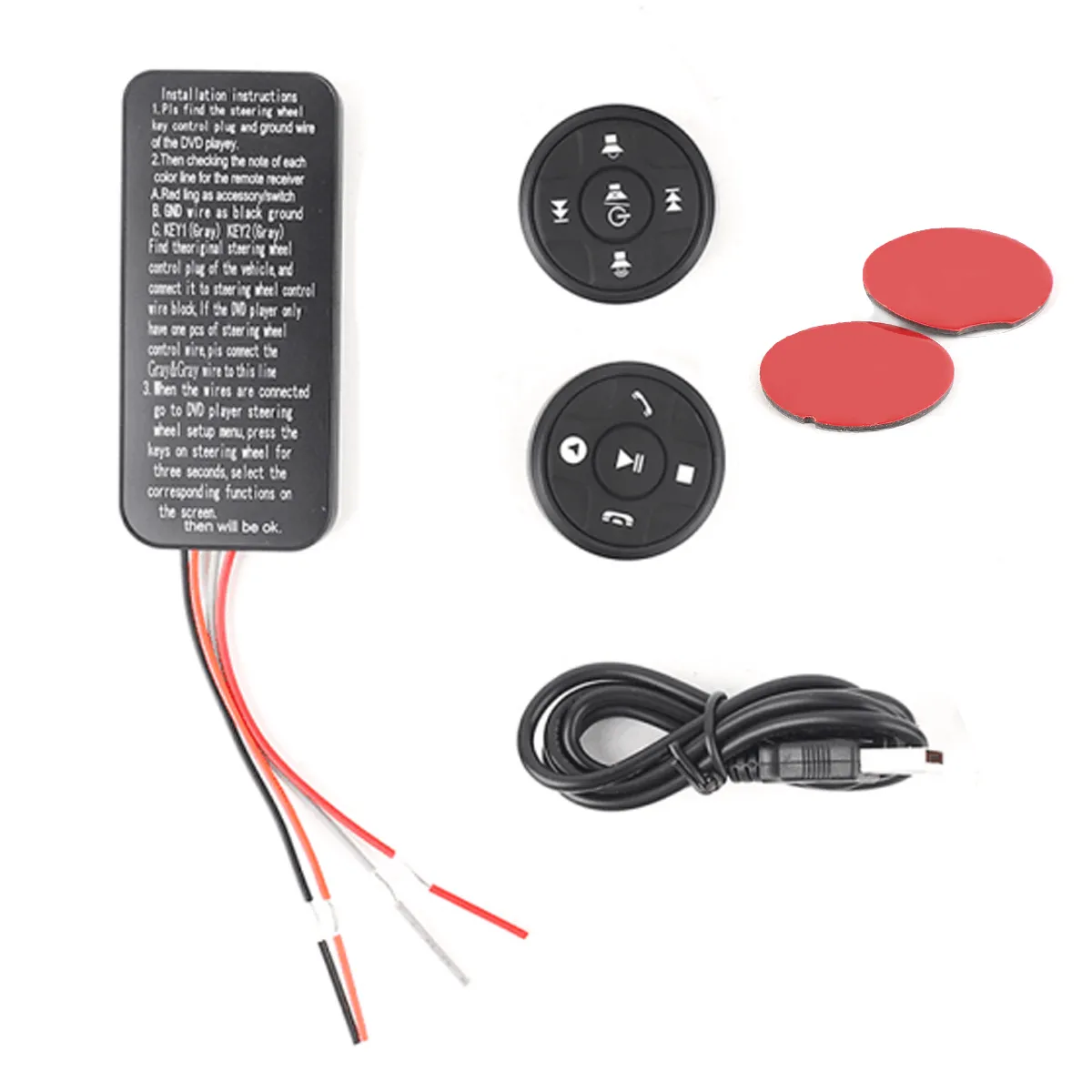 Universal Wireless Car Steering Wheel Button Bluetooth Remote Control for Stereo DVD GPS with Night Light
